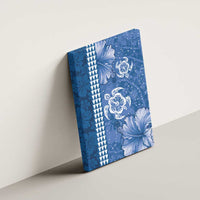 Blue Hibiscus Turle Canvas Wall Art Hawaiian Style Tribal Tapa Pattern