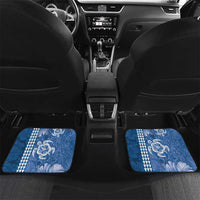 Blue Hibiscus Turle Car Mats Hawaiian Style Tribal Tapa Pattern
