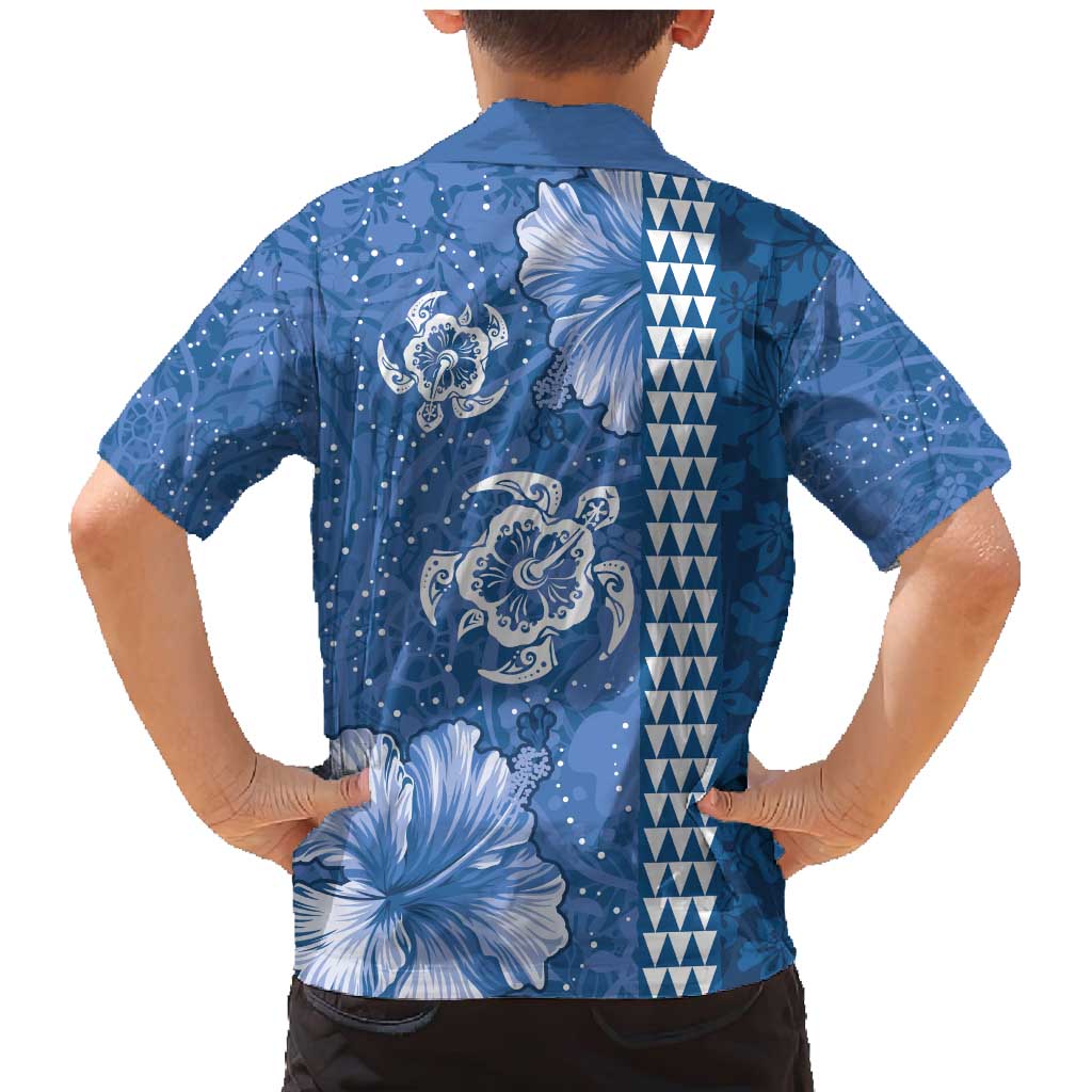 Blue Hibiscus Turle Family Matching Mermaid Dress and Hawaiian Shirt Hawaiian Style Tribal Tapa Pattern