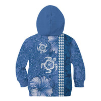 Blue Hibiscus Turle Kid Hoodie Hawaiian Style Tribal Tapa Pattern LT9 - Polynesian Pride