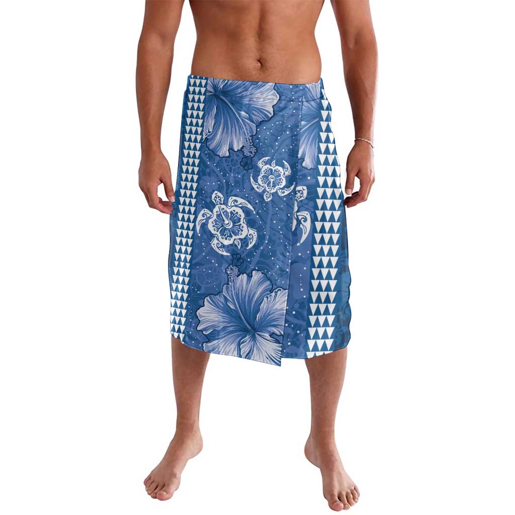 Blue Hibiscus Turle Lavalava Hawaiian Style Tribal Tapa Pattern