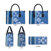 Blue Hibiscus Turle Leather Bag Hawaiian Style Tribal Tapa Pattern - Polynesian Pride