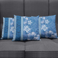 Blue Hibiscus Turle Pillow Cover Hawaiian Style Tribal Tapa Pattern - Polynesian Pride