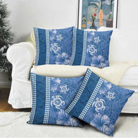 Blue Hibiscus Turle Pillow Cover Hawaiian Style Tribal Tapa Pattern - Polynesian Pride