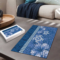 Blue Hibiscus Turle Puzzle Hawaiian Style Tribal Tapa Pattern - Polynesian Pride