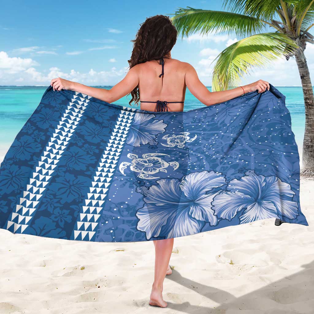 Blue Hibiscus Turle Sarong Hawaiian Style Tribal Tapa Pattern