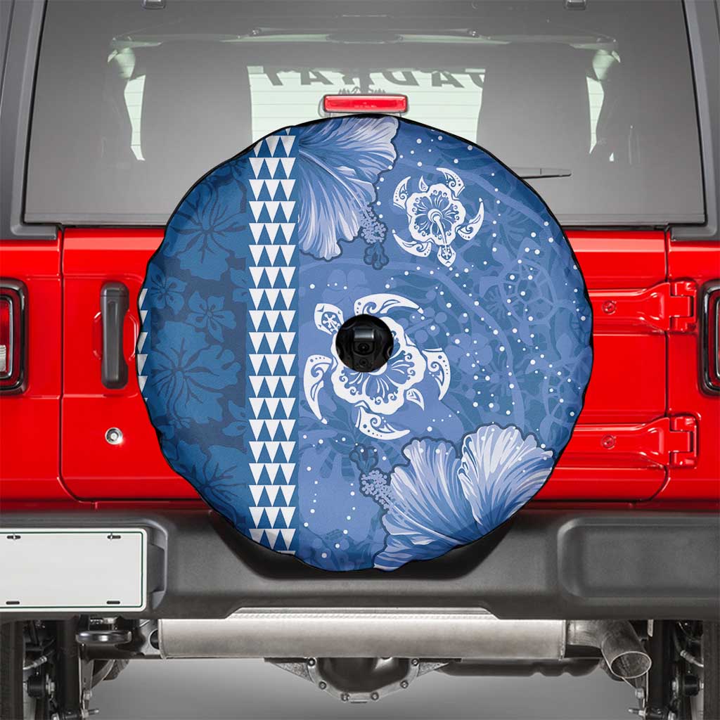 Blue Hibiscus Turle Spare Tire Cover Hawaiian Style Tribal Tapa Pattern