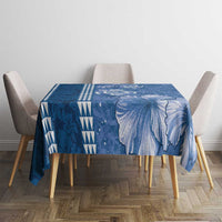 Blue Hibiscus Turle Tablecloth Hawaiian Style Tribal Tapa Pattern