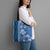 Blue Hibiscus Turle Tote Bag Hawaiian Style Tribal Tapa Pattern - Polynesian Pride