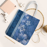 Blue Hibiscus Turle Tote Bag Hawaiian Style Tribal Tapa Pattern - Polynesian Pride