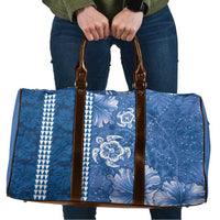Blue Hibiscus Turle Travel Bag Hawaiian Style Tribal Tapa Pattern - Polynesian Pride