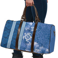 Blue Hibiscus Turle Travel Bag Hawaiian Style Tribal Tapa Pattern - Polynesian Pride