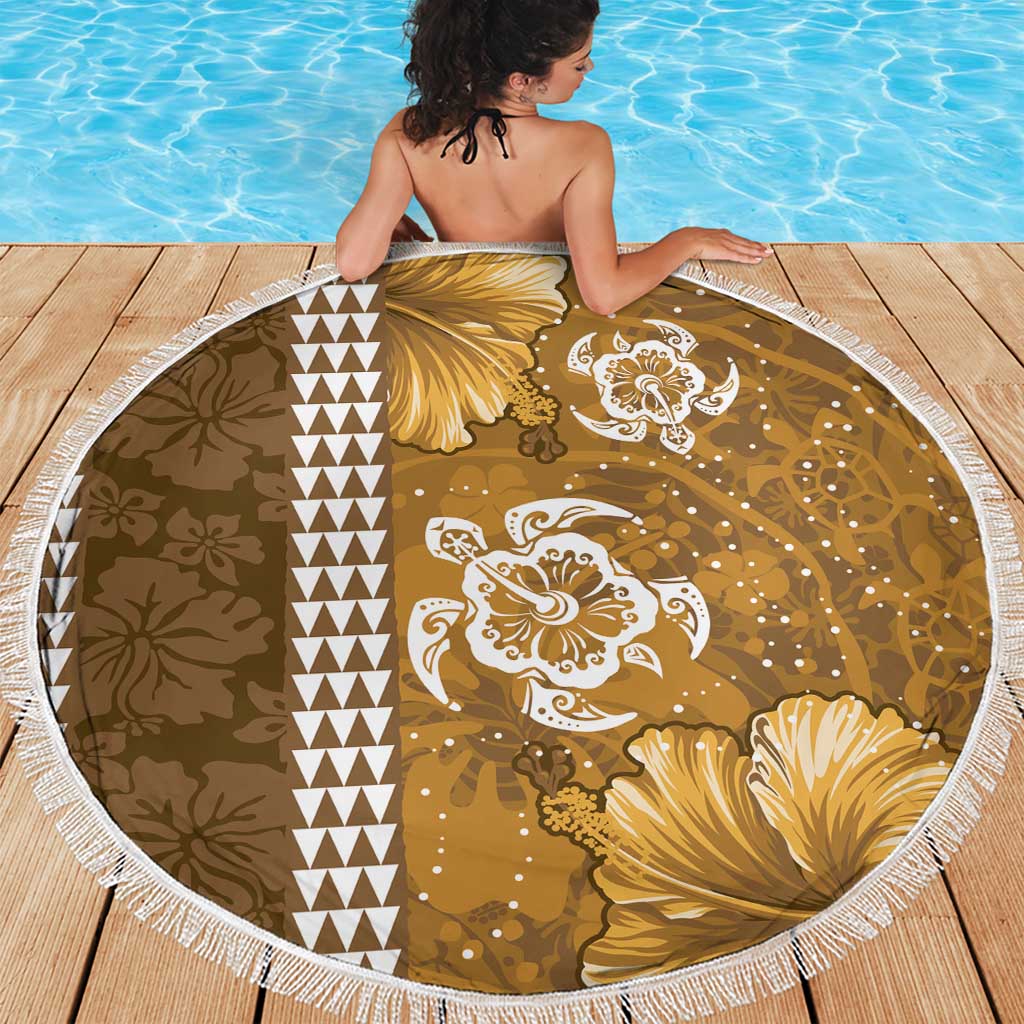 Gold Hibiscus Turle Beach Blanket Hawaiian Style Tribal Tapa Pattern