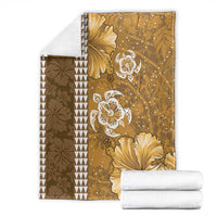 Gold Hibiscus Turle Blanket Hawaiian Style Tribal Tapa Pattern