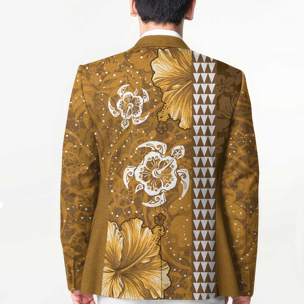 Gold Hibiscus Turle Blazer Hawaiian Style Tribal Tapa Pattern - Polynesian Pride