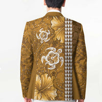 Gold Hibiscus Turle Blazer Hawaiian Style Tribal Tapa Pattern - Polynesian Pride
