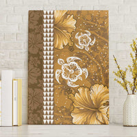 Gold Hibiscus Turle Canvas Wall Art Hawaiian Style Tribal Tapa Pattern