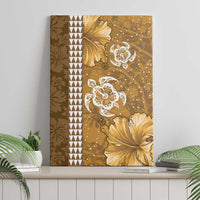 Gold Hibiscus Turle Canvas Wall Art Hawaiian Style Tribal Tapa Pattern