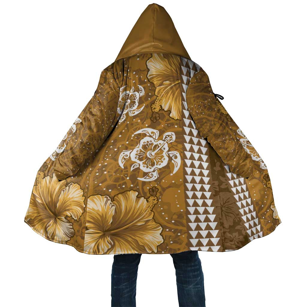 Gold Hibiscus Turle Cloak Hawaiian Style Tribal Tapa Pattern - Polynesian Pride