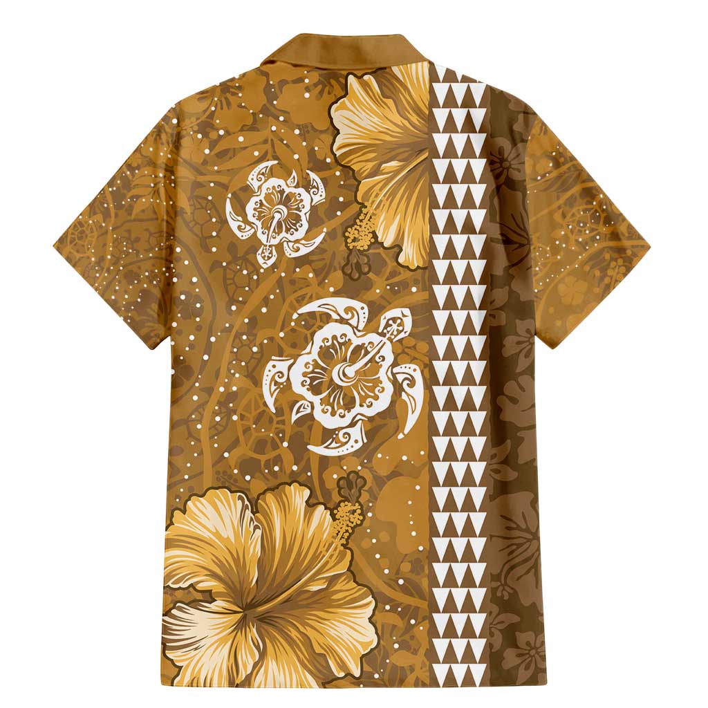 Gold Hibiscus Turle Family Matching Mermaid Dress and Hawaiian Shirt Hawaiian Style Tribal Tapa Pattern