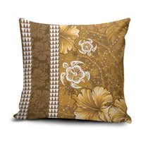 Gold Hibiscus Turle Pillow Cover Hawaiian Style Tribal Tapa Pattern - Polynesian Pride
