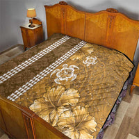 Gold Hibiscus Turle Quilt Hawaiian Style Tribal Tapa Pattern