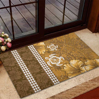 Gold Hibiscus Turle Rubber Doormat Hawaiian Style Tribal Tapa Pattern