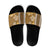 Gold Hibiscus Turle Slide Sandals Hawaiian Style Tribal Tapa Pattern - Polynesian Pride