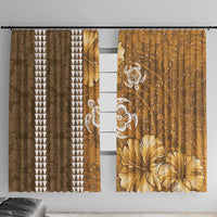 Gold Hibiscus Turle Window Curtain Hawaiian Style Tribal Tapa Pattern