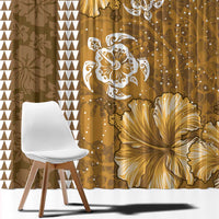 Gold Hibiscus Turle Window Curtain Hawaiian Style Tribal Tapa Pattern