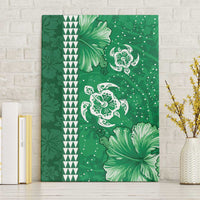 Green Hibiscus Turle Canvas Wall Art Hawaiian Style Tribal Tapa Pattern