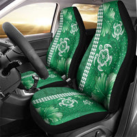 Green Hibiscus Turle Car Seat Cover Hawaiian Style Tribal Tapa Pattern