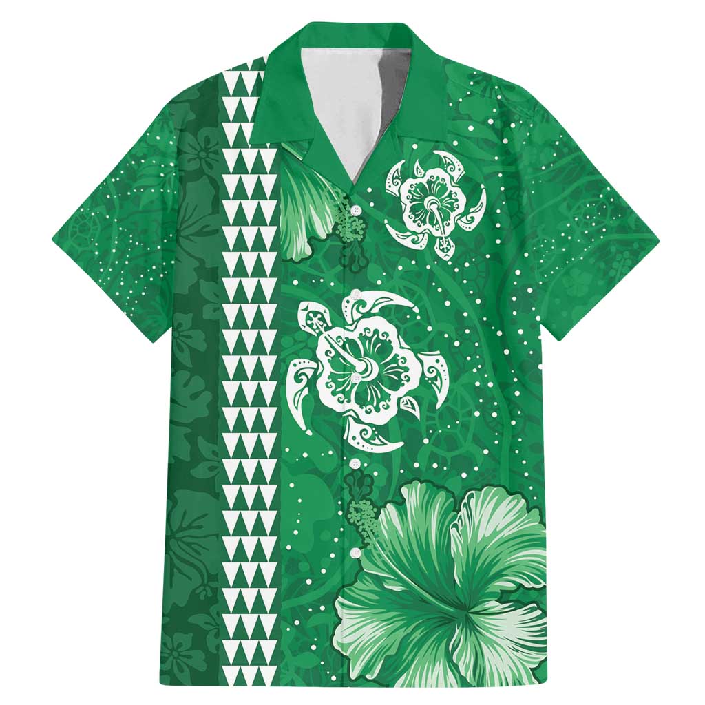 Green Hibiscus Turle Family Matching Mermaid Dress and Hawaiian Shirt Hawaiian Style Tribal Tapa Pattern