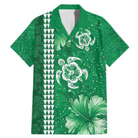 Green Hibiscus Turle Family Matching Mermaid Dress and Hawaiian Shirt Hawaiian Style Tribal Tapa Pattern