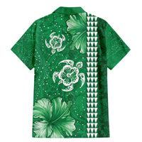 Green Hibiscus Turle Family Matching Mermaid Dress and Hawaiian Shirt Hawaiian Style Tribal Tapa Pattern