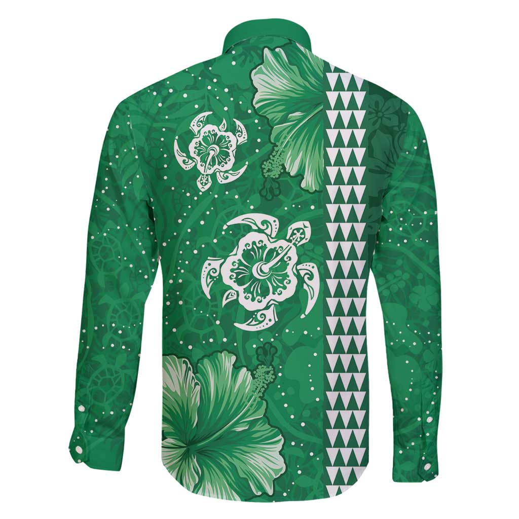 Green Hibiscus Turle Family Matching Puletasi and Hawaiian Shirt Hawaiian Style Tribal Tapa Pattern