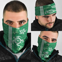 Green Hibiscus Turle Neck Gaiter Hawaiian Style Tribal Tapa Pattern - Polynesian Pride