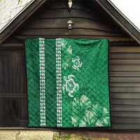 Green Hibiscus Turle Quilt Hawaiian Style Tribal Tapa Pattern