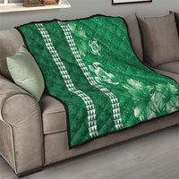 Green Hibiscus Turle Quilt Hawaiian Style Tribal Tapa Pattern