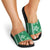 Green Hibiscus Turle Slide Sandals Hawaiian Style Tribal Tapa Pattern - Polynesian Pride
