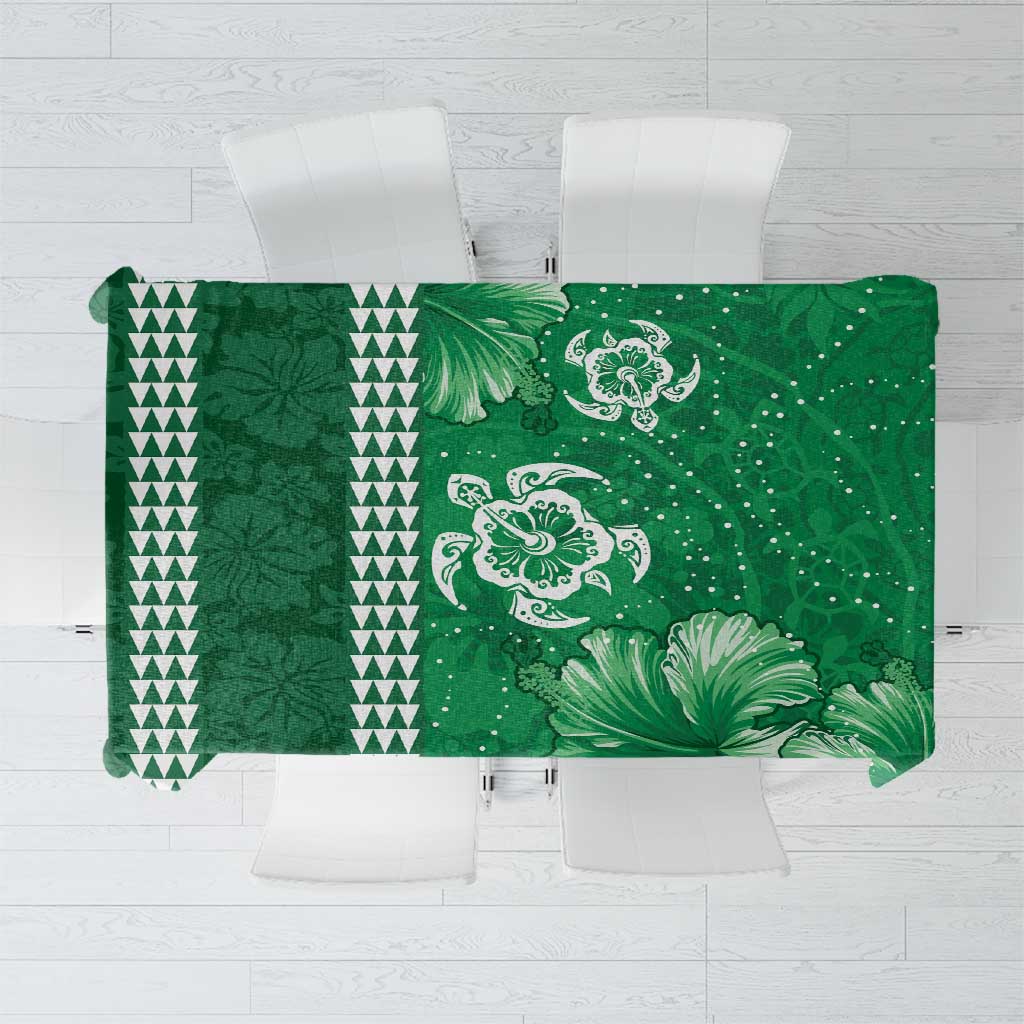 Green Hibiscus Turle Tablecloth Hawaiian Style Tribal Tapa Pattern