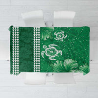 Green Hibiscus Turle Tablecloth Hawaiian Style Tribal Tapa Pattern