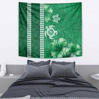 Green Hibiscus Turle Tapestry Hawaiian Style Tribal Tapa Pattern
