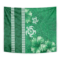 Green Hibiscus Turle Tapestry Hawaiian Style Tribal Tapa Pattern