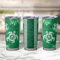 Green Hibiscus Turle Tumbler Cup Hawaiian Style Tribal Tapa Pattern