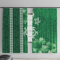 Green Hibiscus Turle Window Curtain Hawaiian Style Tribal Tapa Pattern