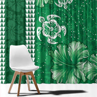 Green Hibiscus Turle Window Curtain Hawaiian Style Tribal Tapa Pattern