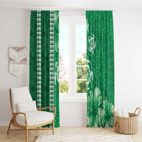 Green Hibiscus Turle Window Curtain Hawaiian Style Tribal Tapa Pattern