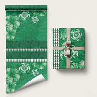 Green Hibiscus Turle Wrapping Paper Hawaiian Style Tribal Tapa Pattern - Polynesian Pride