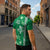 Green Hibiscus Turle Zipper Polo Shirt Hawaiian Style Tribal Tapa Pattern - Polynesian Pride